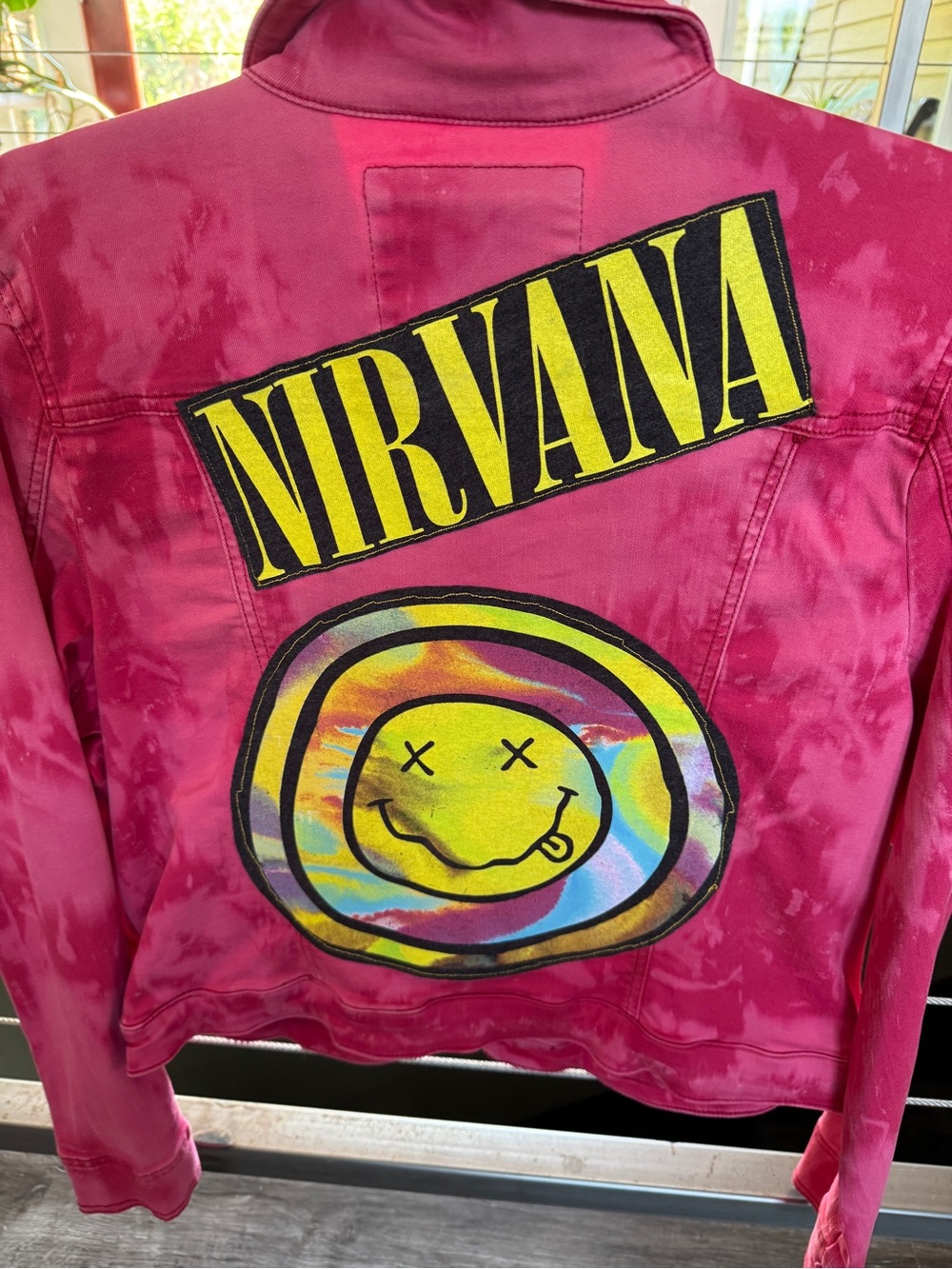 NIRVANA Pink Tie-Dye Jacket with Yellow Logo